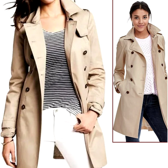 Banana Republic Jackets & Blazers - Banana Republic Womans S Classic Trench Coat Long 100% Cotton Tan Rain Jacket 4